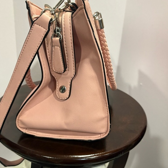 2/$25 Guess Pink Satchel with Braded Handles with Silver Accents - Picture 7 of 9